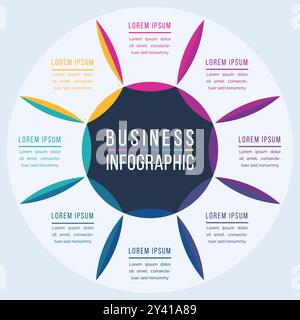 Infographic design 8 steps, objects, elements or options infographic business template Stock Vector