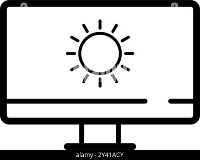 Monitor with sun screen setting - vector icon  Stock Vector