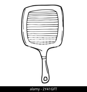 Cute Doodle on the theme of the kitchen. Grill pan. Hand-drawn Stock Vector