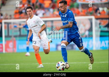 LUBIN, POLAND - AUGUST 17, 2024: Football match Polish PKO Ekstraklasa between KGHM Zaglebie Lubin vs Lech Poznan.  Afonso Sousa Stock Photo