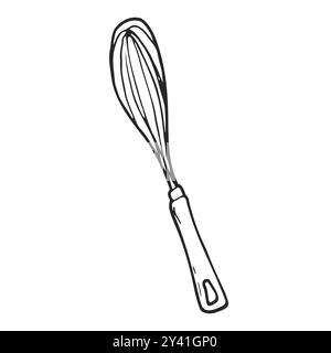 Doodle wire whisk icon in vector. Hand drawn wire whisk icon Stock Vector