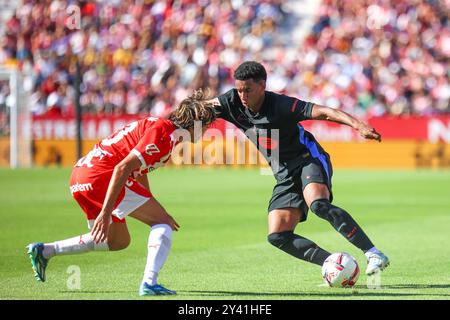 Spanish La Liga EA Sports soccer match Girona vs FC Barcelona at Montilivi Stadium in Girona, Spain. 15th Sep, 2024. Balde 900/Cordon Press Credit: CORDON PRESS/Alamy Live News Stock Photo