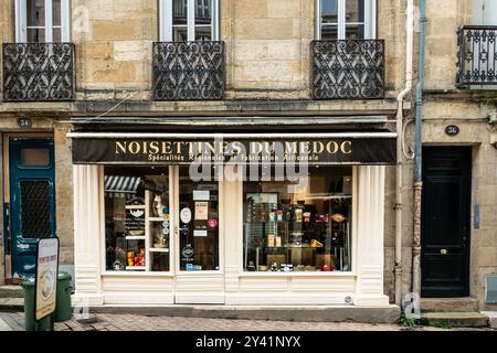 Noisettines du Medoc, Bordeaux, France. Gastronomic specialties, handmade hazelnut spreads, hazelnut powder, hazelnut coffee. Stock Photo