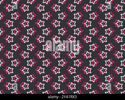 Seamless pattern of white and pink stars Stock Vector