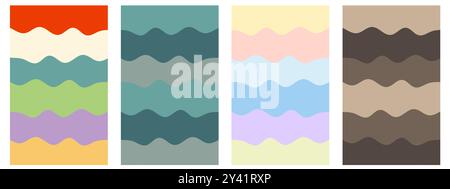 Set of backgrounds. Striped wavy pattern. Vector illustration. Stock Vector