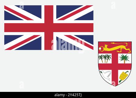 Fiji Flag and Editable Vector, Fiji Country Flag Stock Vector