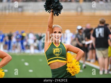 Waco, Texas, USA. 14th Sep, 2024. Baylor Bears cheerleaders before the NCAA Football game between the Air Force Falcons and Baylor Bears at McLane Stadium in Waco, Texas. Matthew Lynch/CSM/Alamy Live News Stock Photo