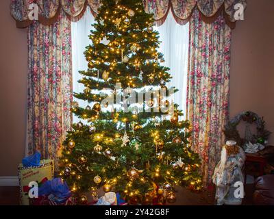 Christmas tree in the living room , holiday season, celebrattion Stock Photo