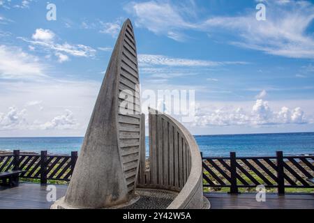 The Southernmost Point of Taiwan, located in Eluanbi Park in Kenting, Pingtung County, marks the southernmost tip of the island. Stock Photo