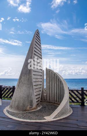 The Southernmost Point of Taiwan, located in Eluanbi Park in Kenting, Pingtung County, marks the southernmost tip of the island. Stock Photo