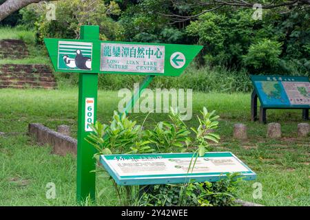 Hengchun taiwan 2nd Sep 2024: the direction board of Long Luan Lake Nature center.  an educational and conservation center dedicated to the region's Stock Photo