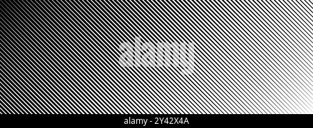 Diagonal thin line halftone gradation texture. Fade oblique stripe gradient background. Black slanted lines pattern backdrop. Vanishing parallel stripes wallpaper for overlay, print, cover. Vector Stock Vector
