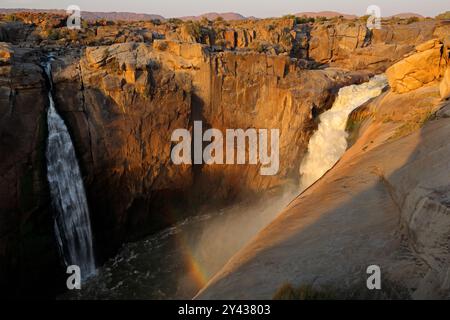 View of the Augrabies waterfall in the Orange river at sunset, Augrabies Falls National Park, South Africa Stock Photo