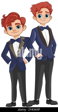 Two red-haired characters in formal attire Stock Vector