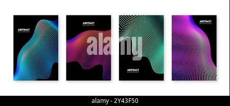 Futuristic abstract cover design template. fluid line posters Stock Vector