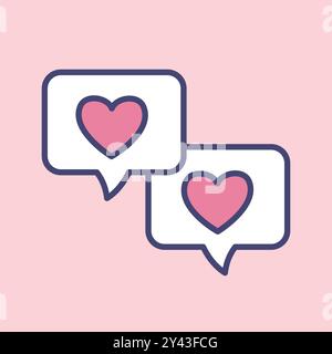 Love chat - Talking bubbles with heart Stock Vector