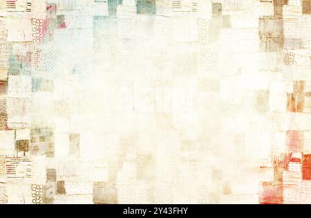Old cardboard texture with grunge pattern in patchwork style. Horizontal or vertical retro banner with paper texture. Vintage cardboard background wit Stock Photo