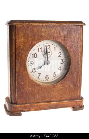 Antique table clock isolated on white background. High quality photo Stock Photo