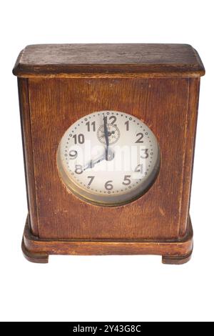 Antique table clock isolated on white background. High quality photo Stock Photo