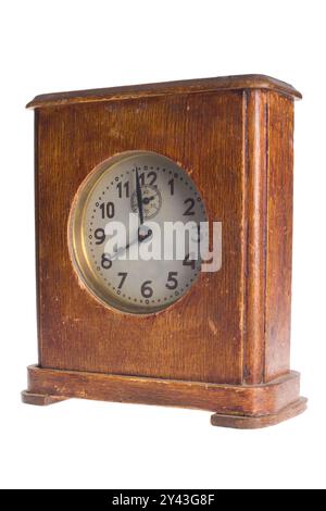 Antique table clock isolated on white background. High quality photo Stock Photo