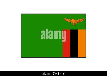 The design showcases the Zambian flag with its vibrant green field and distinctive orange eagle perched over red, black, and orange vertical stripes. A symbol of national pride. Stock Vector