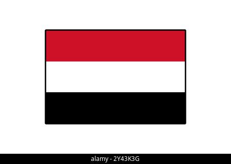 The flag of Yemen displays three horizontal stripes in red, white, and black. Each color represents different elements of Yemeni heritage and history. The design highlights national pride and unity. Stock Vector