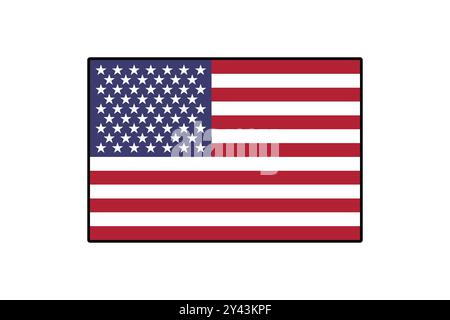 The design features the flag of the United States, highlighting its iconic thirteen stripes and fifty stars. This illustration symbolizes patriotism and national pride. Stock Vector