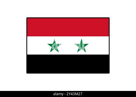 The flag of Syria features three horizontal stripes in red, white, and black with two green stars. It represents national pride and identity while symbolizing the Republic of Syria. Stock Vector