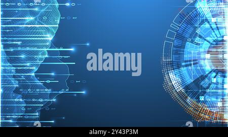 Data science. Scientific-technological background on the use of various technological elements. Combination of different styles. Hand drawn vector. Stock Vector