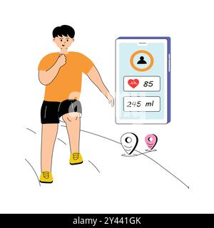 Man using a fitness tracker to monitor exercise progress and health Stock Vector