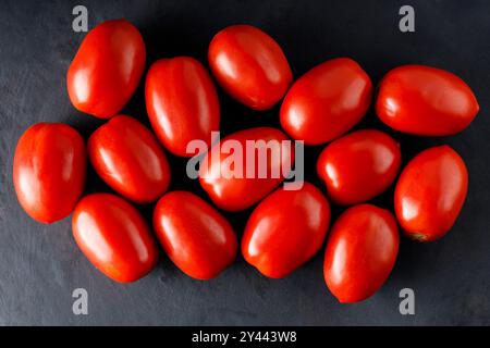 Red Tomatoes on Dark Background, Farm-to-Table Fresh Vegetables Stock Photo