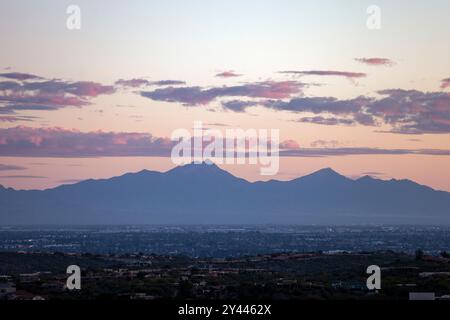 Looking out over Tucson, AZ at sunset Stock Photo