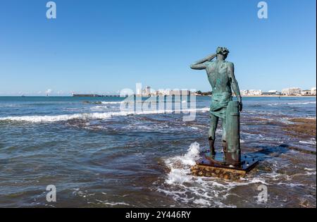 Les Sables d'Olonne, Vendée / France - September 16 2024 : Odysseus statue installed on July 2, 2024 in the bay of Sables d'Olonne Stock Photo