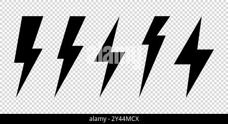Set lightning icons. Lightning bolt vector Stock Vector