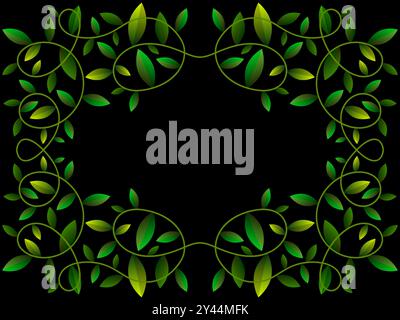 Autumn frame with leaves. Gradient green leaves turning yellow. Beautiful autumn frame with leaves and place for text. Design for greeting cards, flye Stock Vector