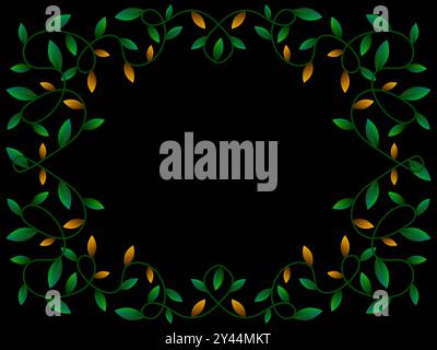 Autumn frame with leaves gradient colors green and orange. Beautiful autumn frame with leaves and place for text, November leaf fall. Design for greet Stock Vector