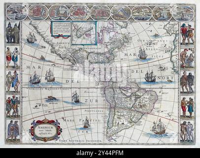 JOAN BLAEU (1596-1673) Dutch cartographer. His 164 map of south America Americae Nova Tabula. Stock Photo