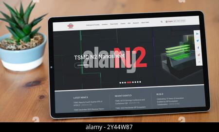 Istanbul, Turkey - 5 Sep 2024: TSMC web site on a tablet screen. TSMC ...