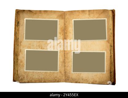 Old Album with  blank photo isolated on white Stock Photo