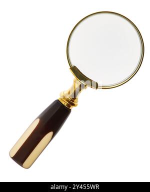 Vintage magnifying glass isolated on white background Stock Photo