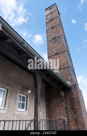 Buchenwald concentration camp. Outside view of the crematorium with chimney Stock Photo