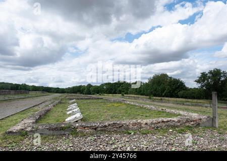 Footprint of the former barracks at the Buchenwald Concentration Camp Stock Photo