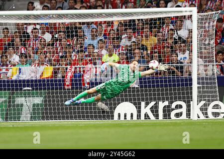 Madrid, Spain. 15th Sep, 2024. Jan Oblak (Atletico) Football/Soccer : Spanish 'LaLiga EA Sports' match between Club Atletico de Madrid 3-0 Valencia CF at the Estadio Civitas Metropolitano in Madrid, Spain . Credit: Mutsu Kawamori/AFLO/Alamy Live News Stock Photo