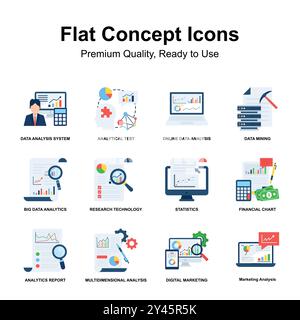 Pack of flat conceptual icons in trendy design style, ready to use illustrations Stock Vector