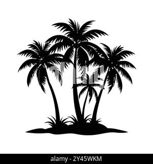 Black palm trees silhouette vector. Stock Vector