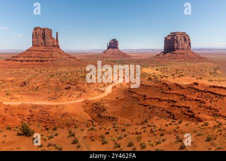 Signature view over the monuments in the Monument Valley, Arizona USA Stock Photo