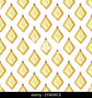 New Year holidays. Seamless pattern in hand draw style. Christmas tree toys. Can be used for fabric, packaging, wrapping paper and etc Stock Vector