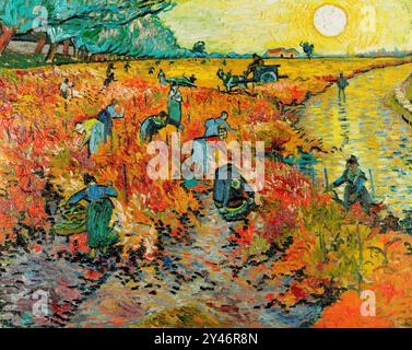 The Red Vineyard by Vincent van Gogh (1853-1890), oil on canvas, 1888.  It is the only painting known by name that Van Gogh sold in his lifetime. Stock Photo