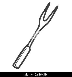 Bbq fork doodle icon vector hand drawing Stock Vector