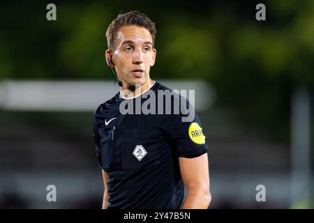 Eindhoven, Netherlands. 16th Sep, 2024. EINDHOVEN, NETHERLANDS - SEPTEMBER 16: Referee Clay Ruperti during the Dutch Keuken Kampioen Divisie match between Jong PSV and ADO Den Haag at PSV Campus de Herdgang on September 16, 2024 in Eindhoven, Netherlands. (Photo by Joris Verwijst/Orange Pictures) Credit: Orange Pics BV/Alamy Live News Stock Photo